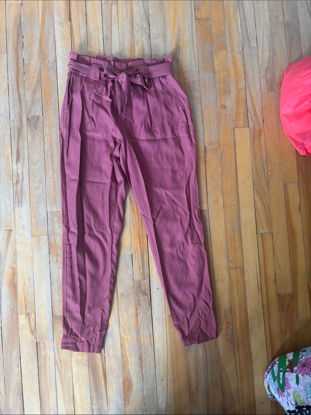 twik Mauve Paperbag Waist Chinos